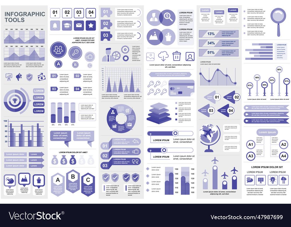 Bundle infographic elements data visualization vector image Bundle infographic elements data visualization