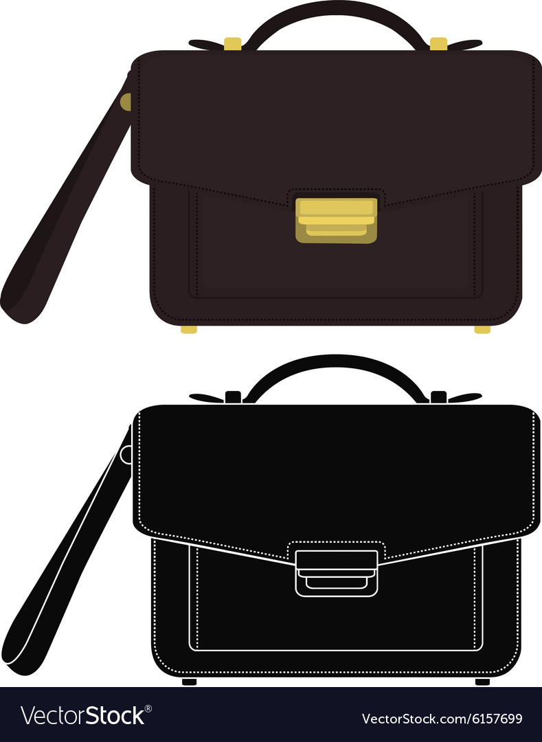 Businessman leather hand bag color silhouette