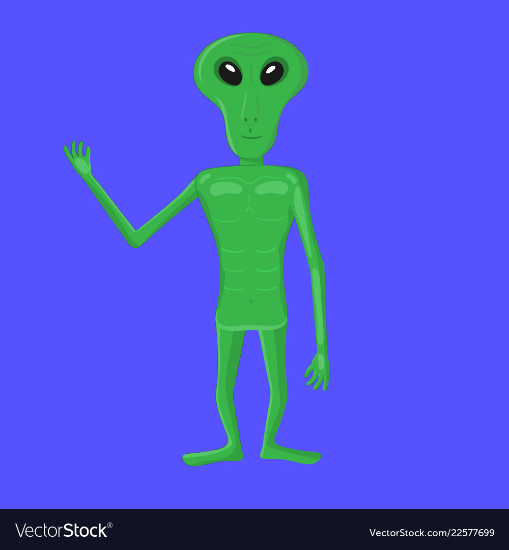 Cartoon character alien green group Royalty Free Vector