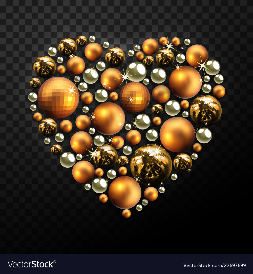Decorative Christmas Heart Made Of Golden Balls Vector Image