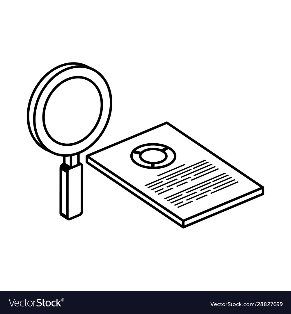 Document with circular statistical and magnifying vector image Document with circular statistical and magnifying