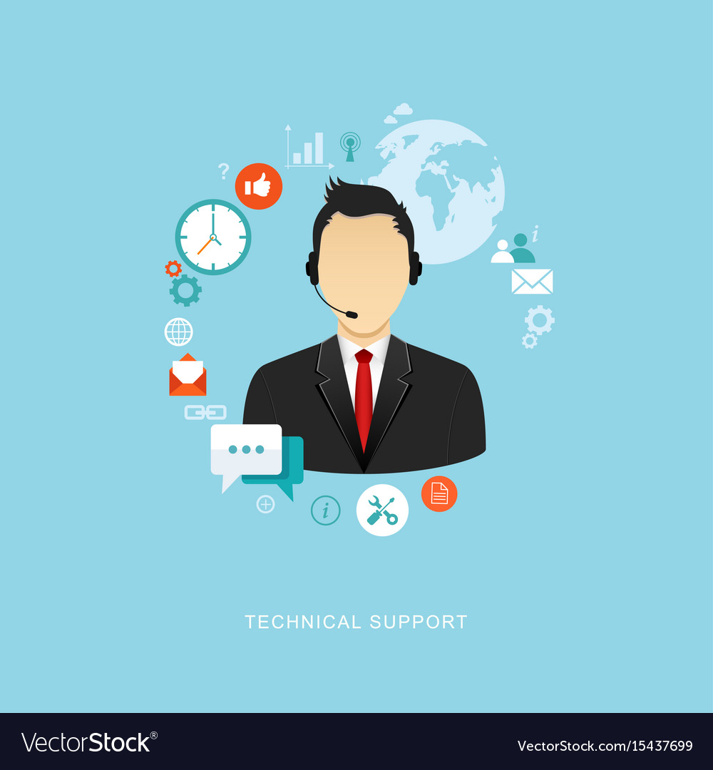 Flat design with icons technical support