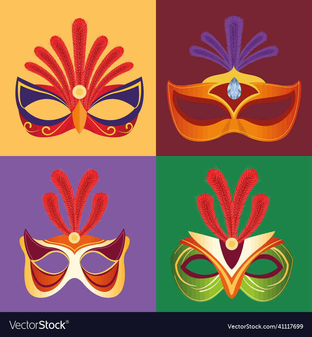 Four mardi gras masks Royalty Free Vector Image