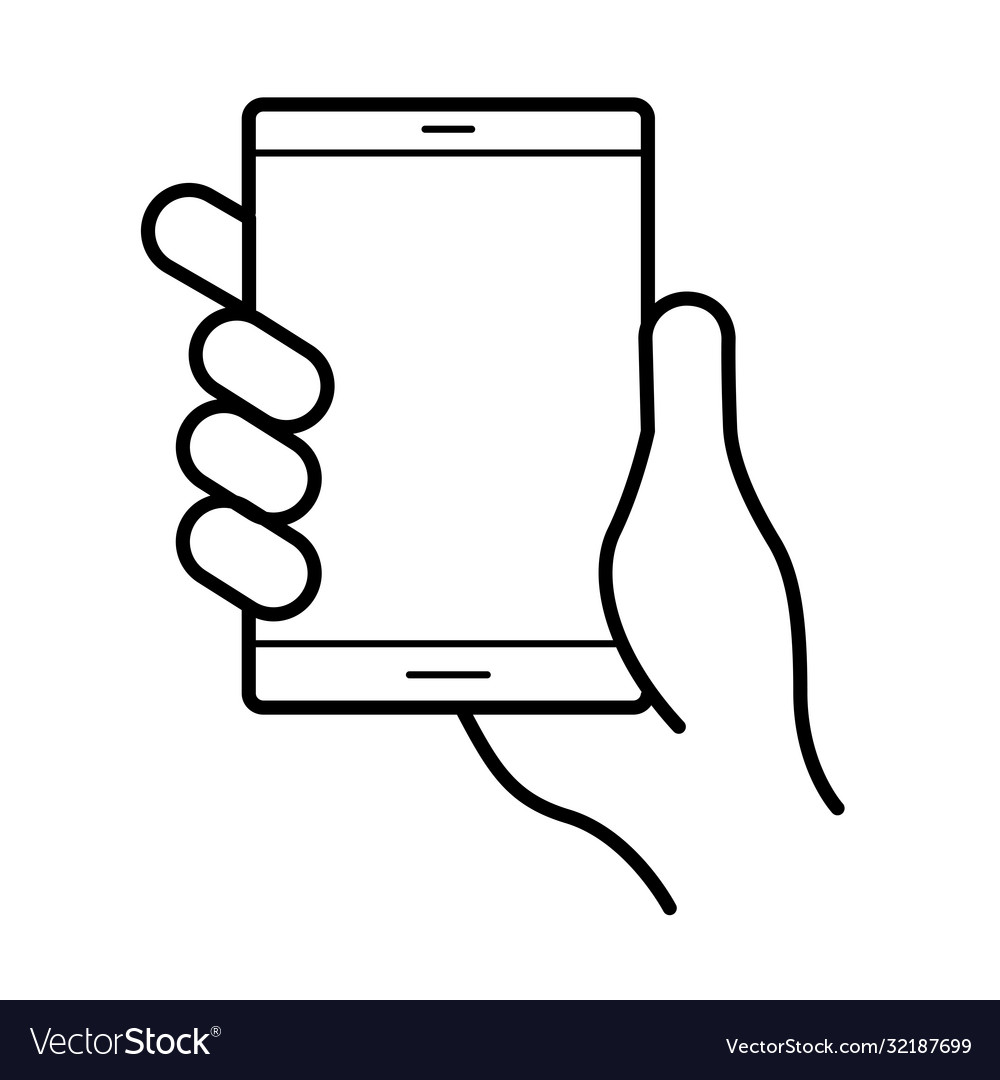 Hand using tablet device line style icon