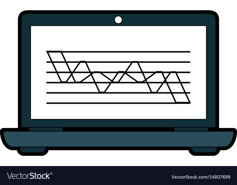 Laptop computer with graph chart on screen icon