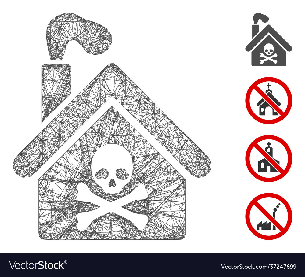 Linear crematory building mesh Vector Image Linear crematory building mesh