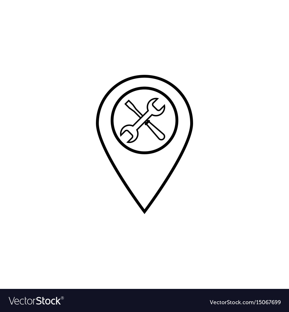 Map pointer with service line icon navigation