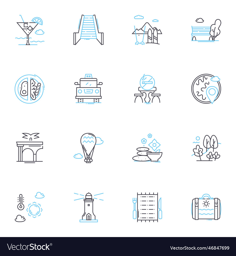 Peaceful entertainment linear icons set zen Vector Image