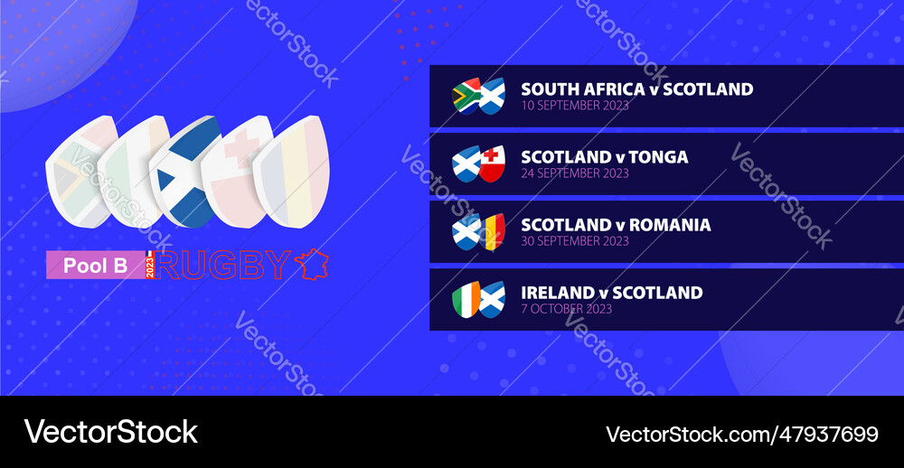 Scotland rugby national team schedule matches Vector Image