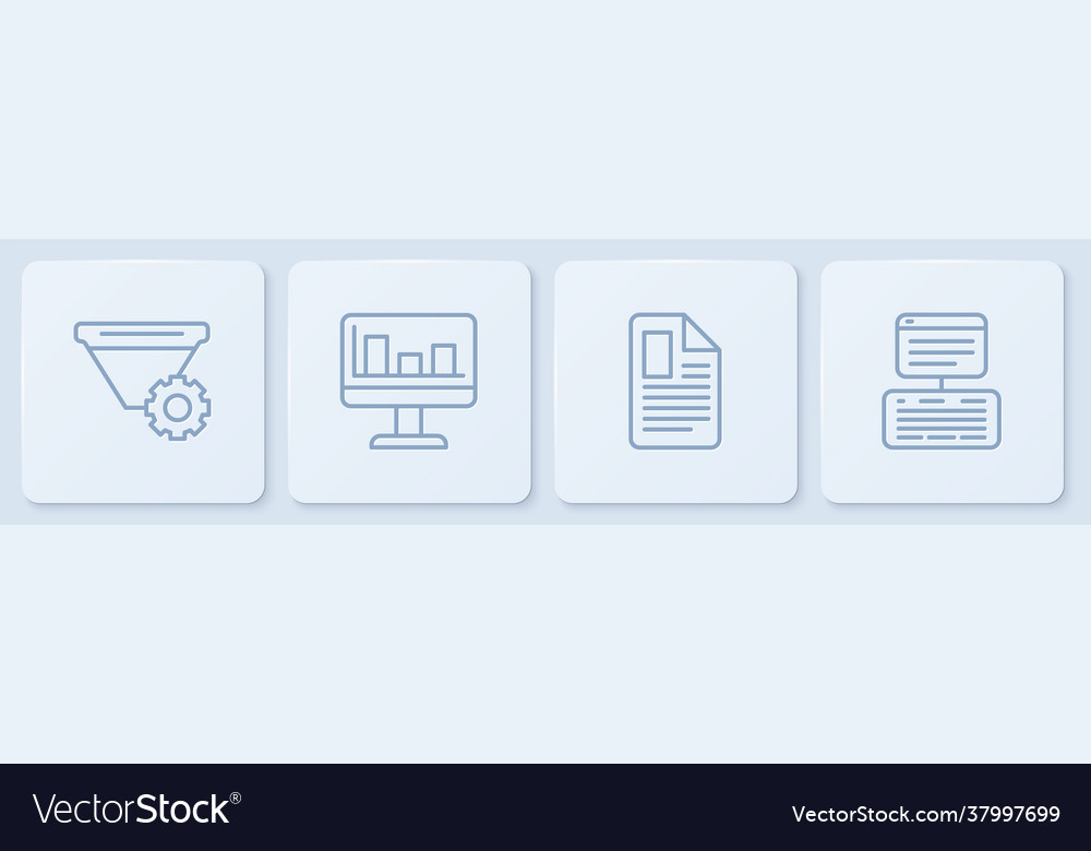 Set line filter setting file document monitor vector image Set line filter setting file document monitor