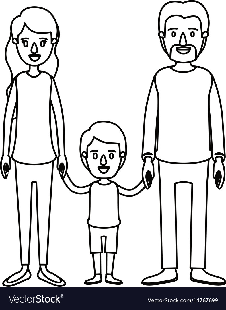 Silhouette caricature family with parents Vector Image