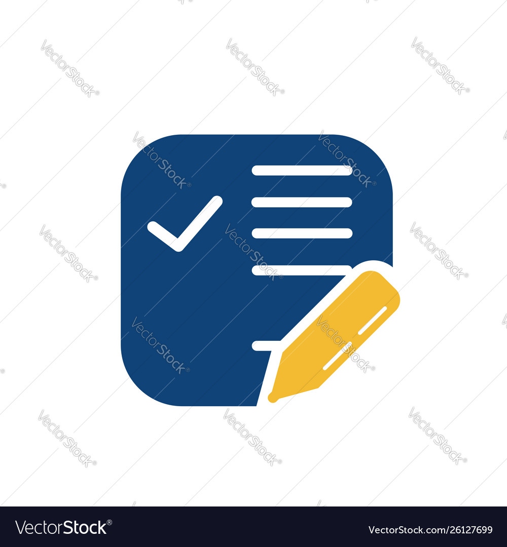 Simple memo and pen button application icon vector image Simple memo and pen button application icon