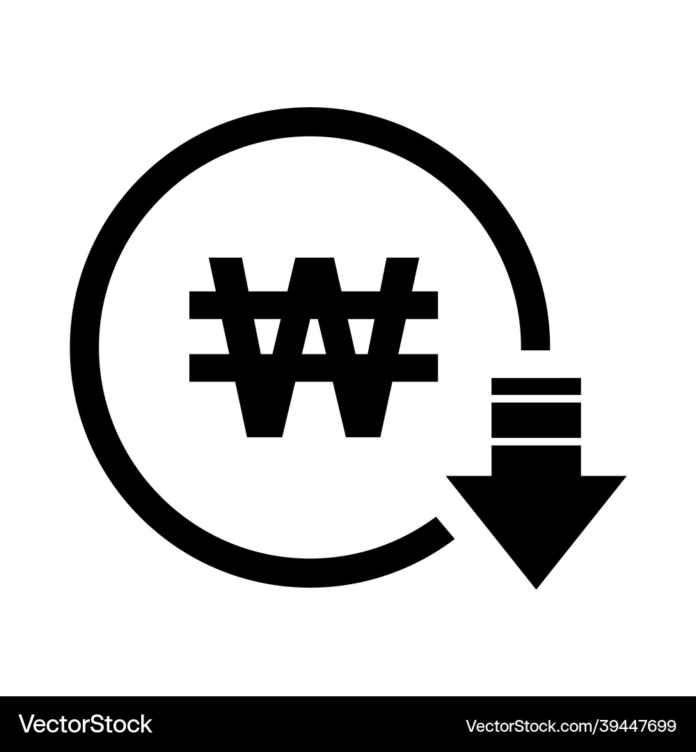 Won reduction symbol cost decrease icon reduce Vector Image