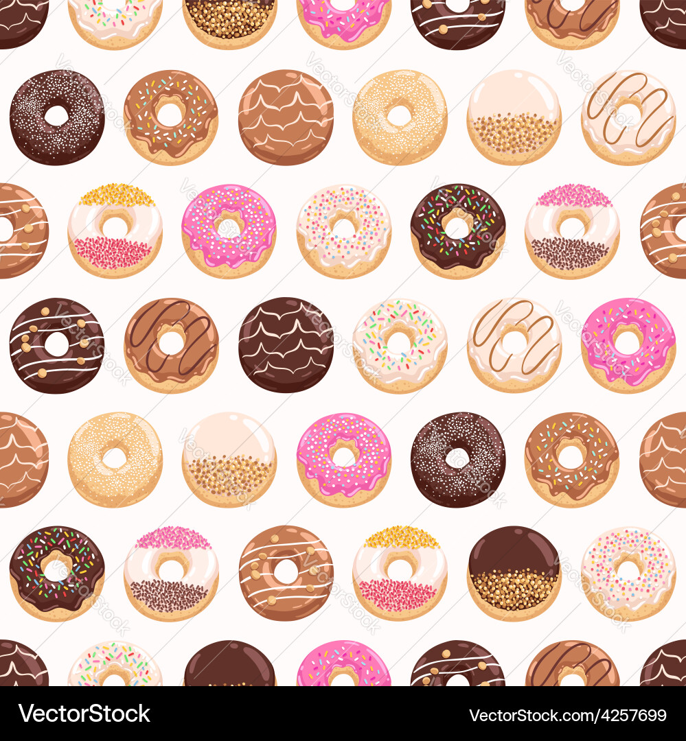 Yummy donuts seamless pattern Royalty Free Vector Image