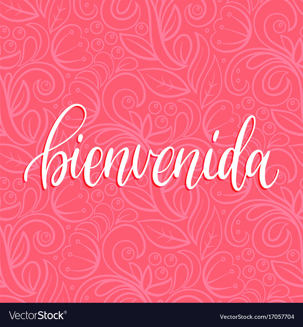 Bienvenida calligraphy spanish translation Vector Image