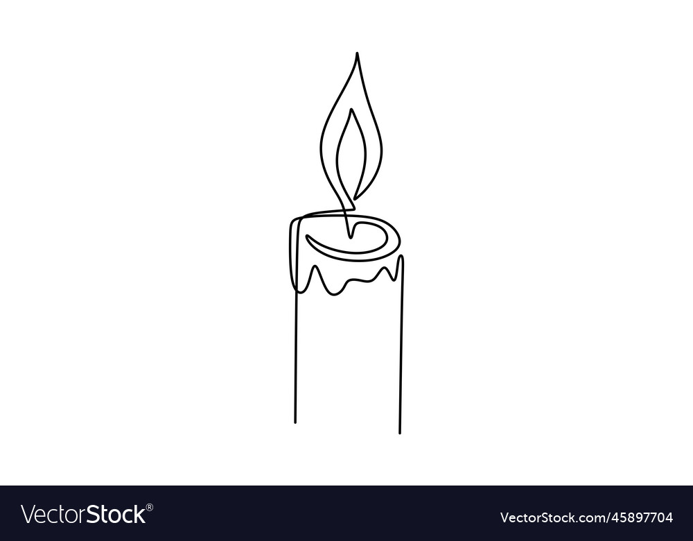 Candle - Black One Continuous Line Drawing Vector Image