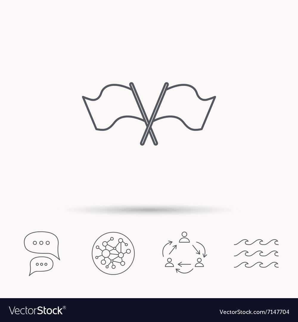 Crosswise waving flag icon location pointer