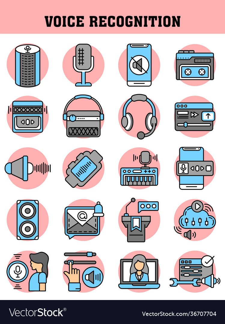 Different voice recognition device icon set