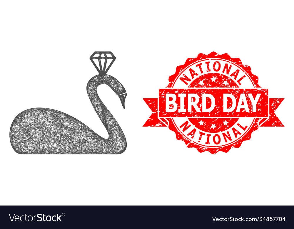 Grunge national bird day stamp and hatched crowned