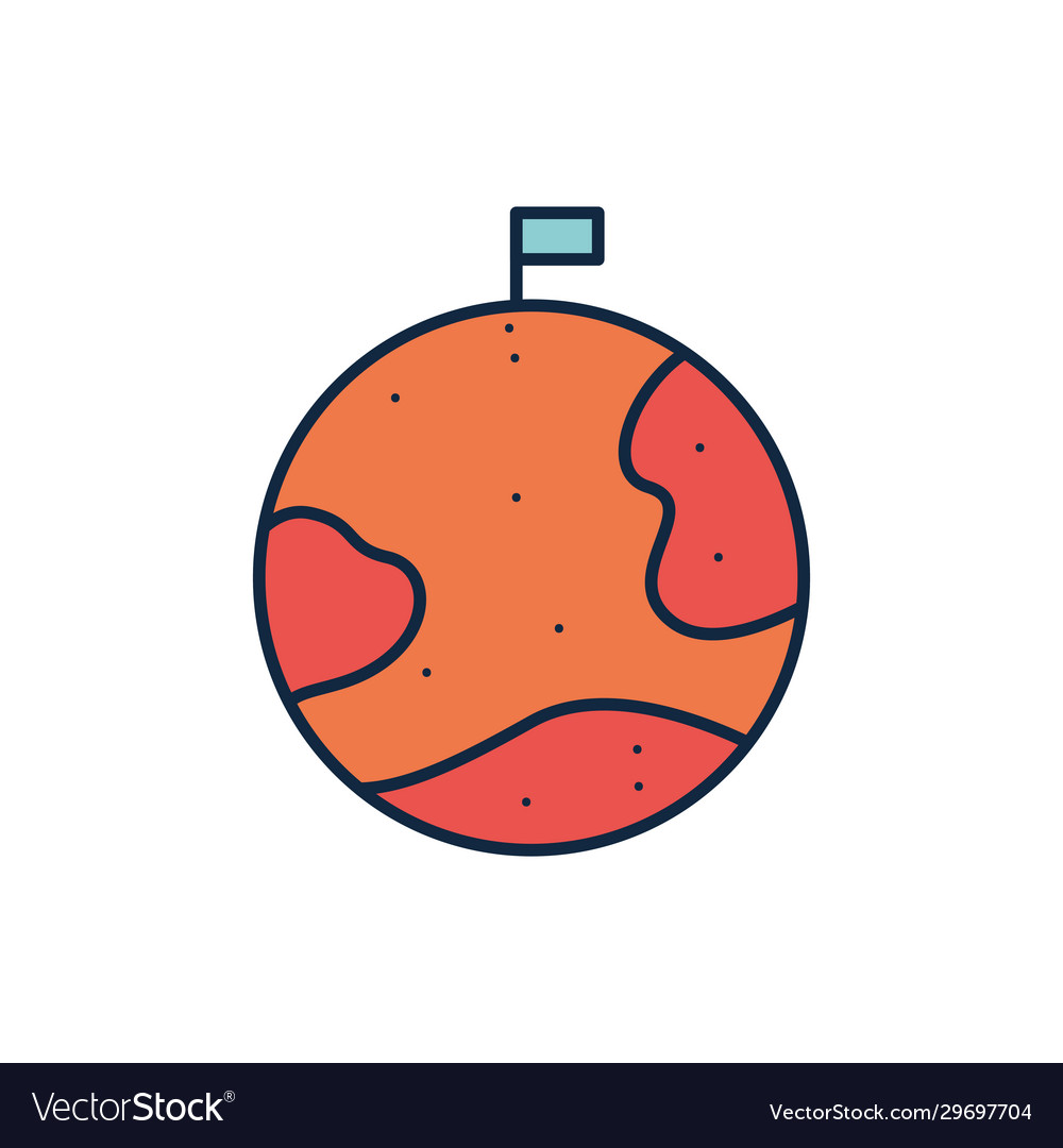 Isolated flag over planet line fill style icon vector image Isolated flag over planet line fill style icon
