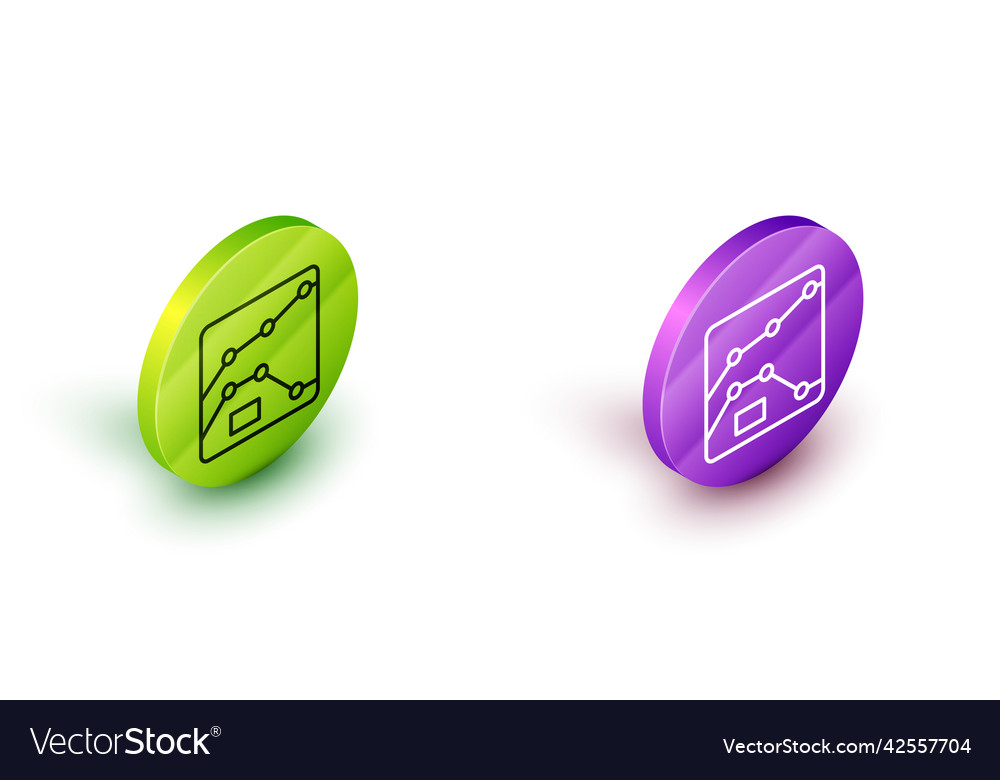 Isometric line graph schedule chart diagram Vector Image Isometric line graph schedule chart diagram