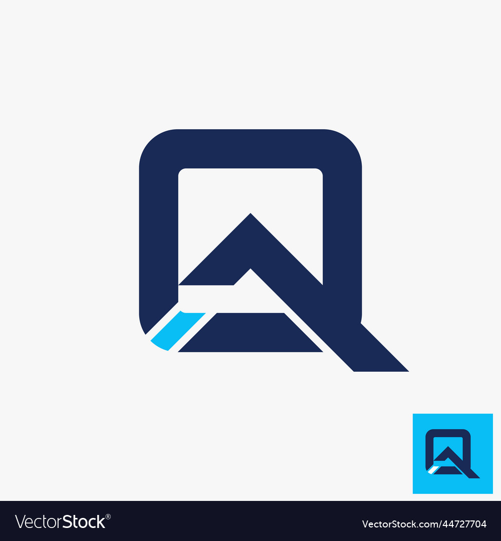 Letter or word q qa font in creative rectangle vector image Letter or word q qa font in creative rectangle