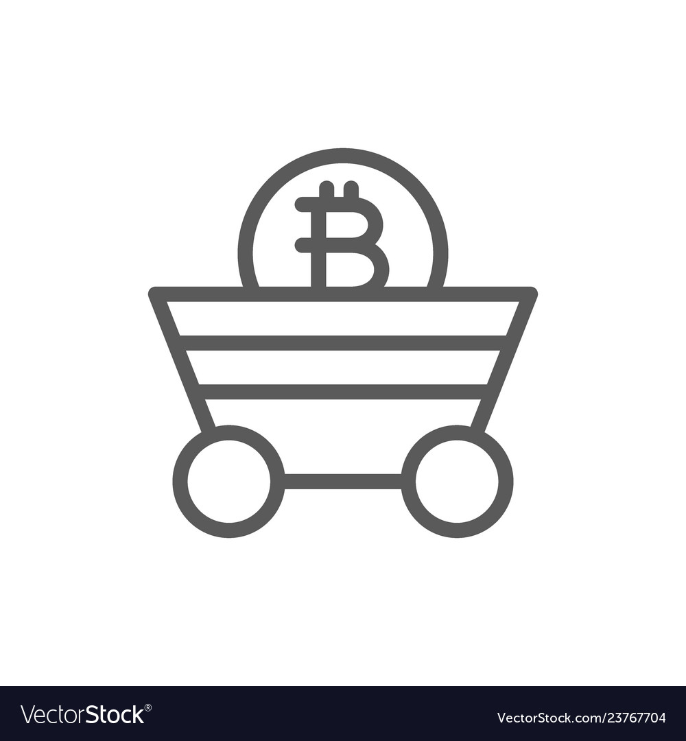 Miner trolley with bitcoin coin blockchain vector image Miner trolley with bitcoin coin blockchain