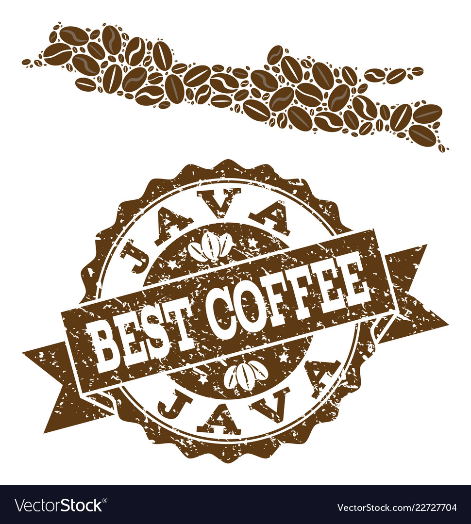 Mosaic map of java island with coffee beans vector image Mosaic map of java island with coffee beans