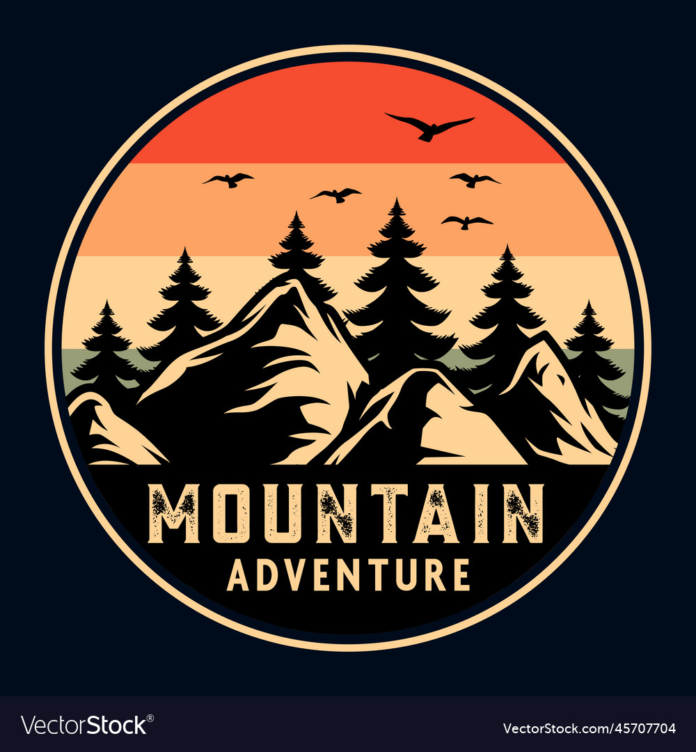 Mountain vintage badge sticker and t-shirt design