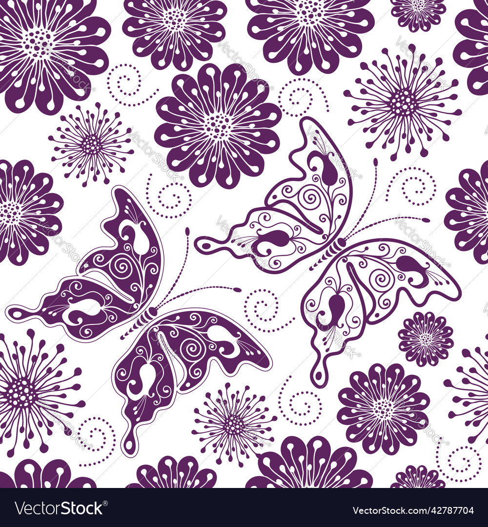 Seamless monochrome spring pattern