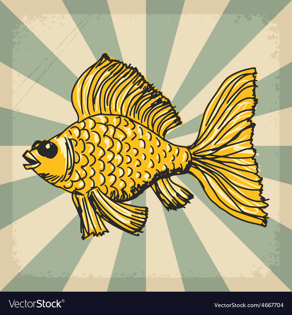 Vintage grunge background with goldfish