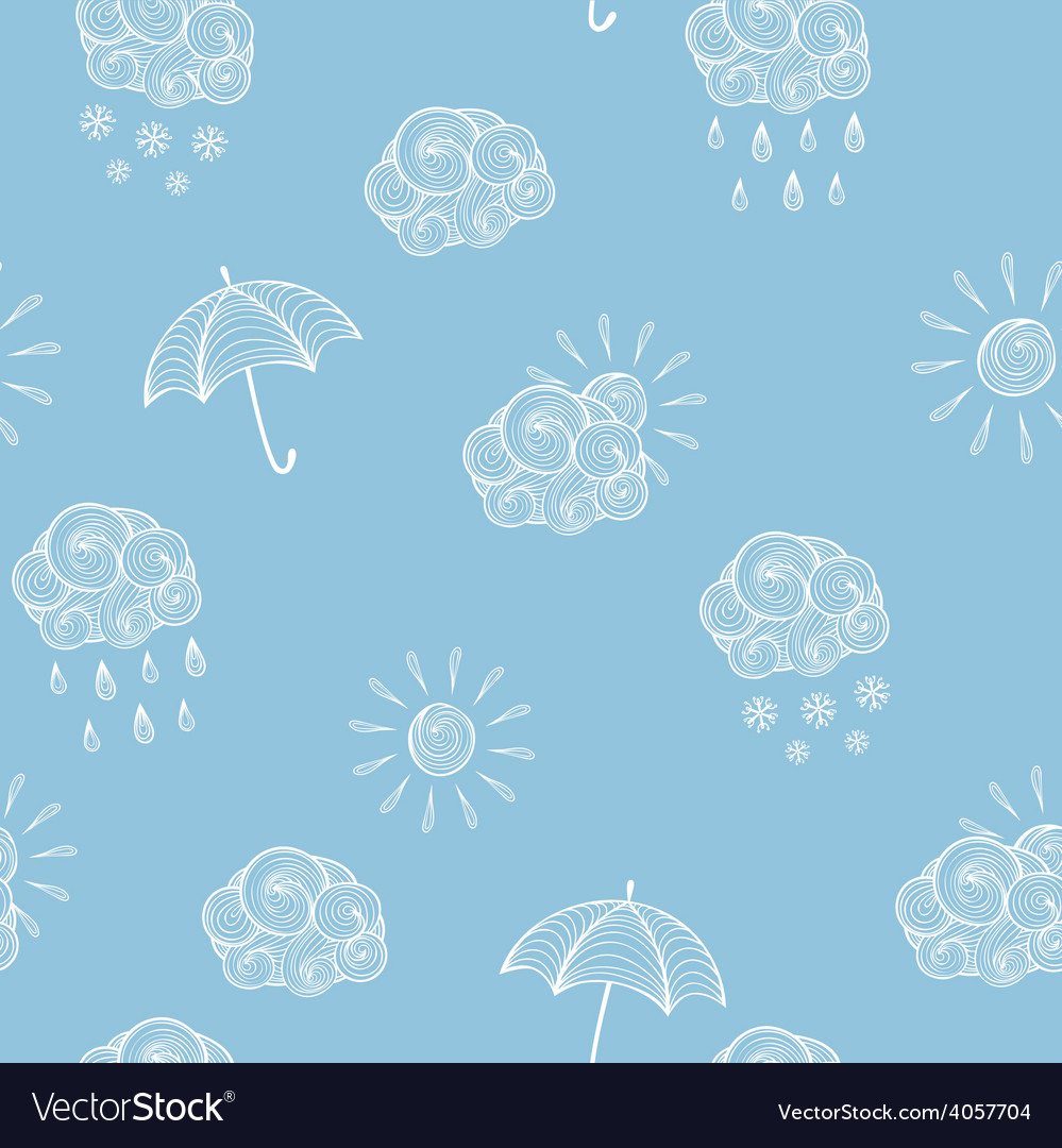 Weather Seamless Pattern - Clouds & Rain