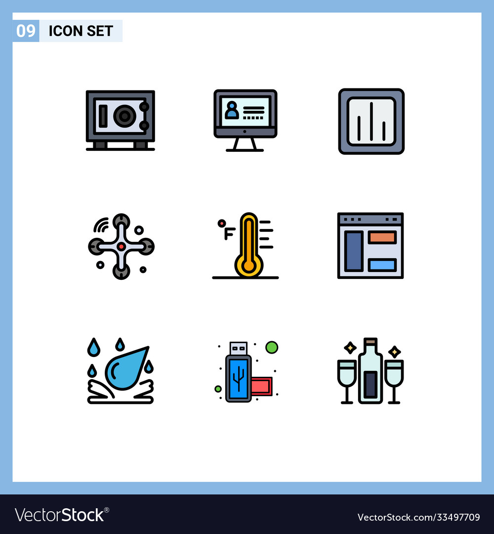 9 universal filledline flat color signs symbols