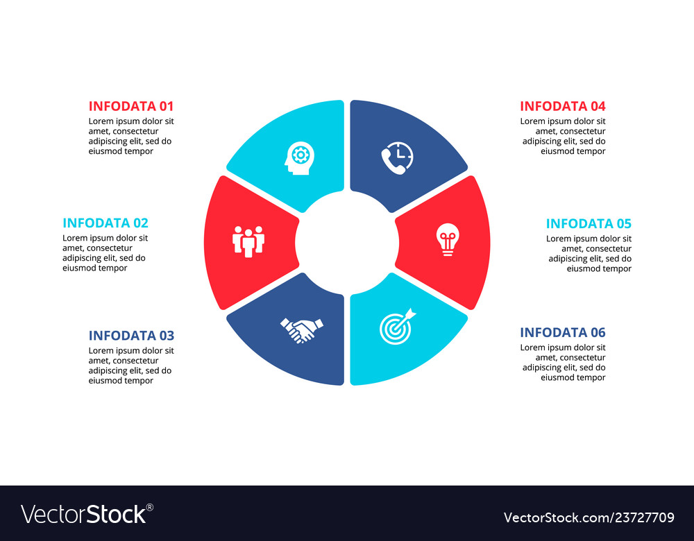 Flat circle element for infographic with 6 parts Vector Image