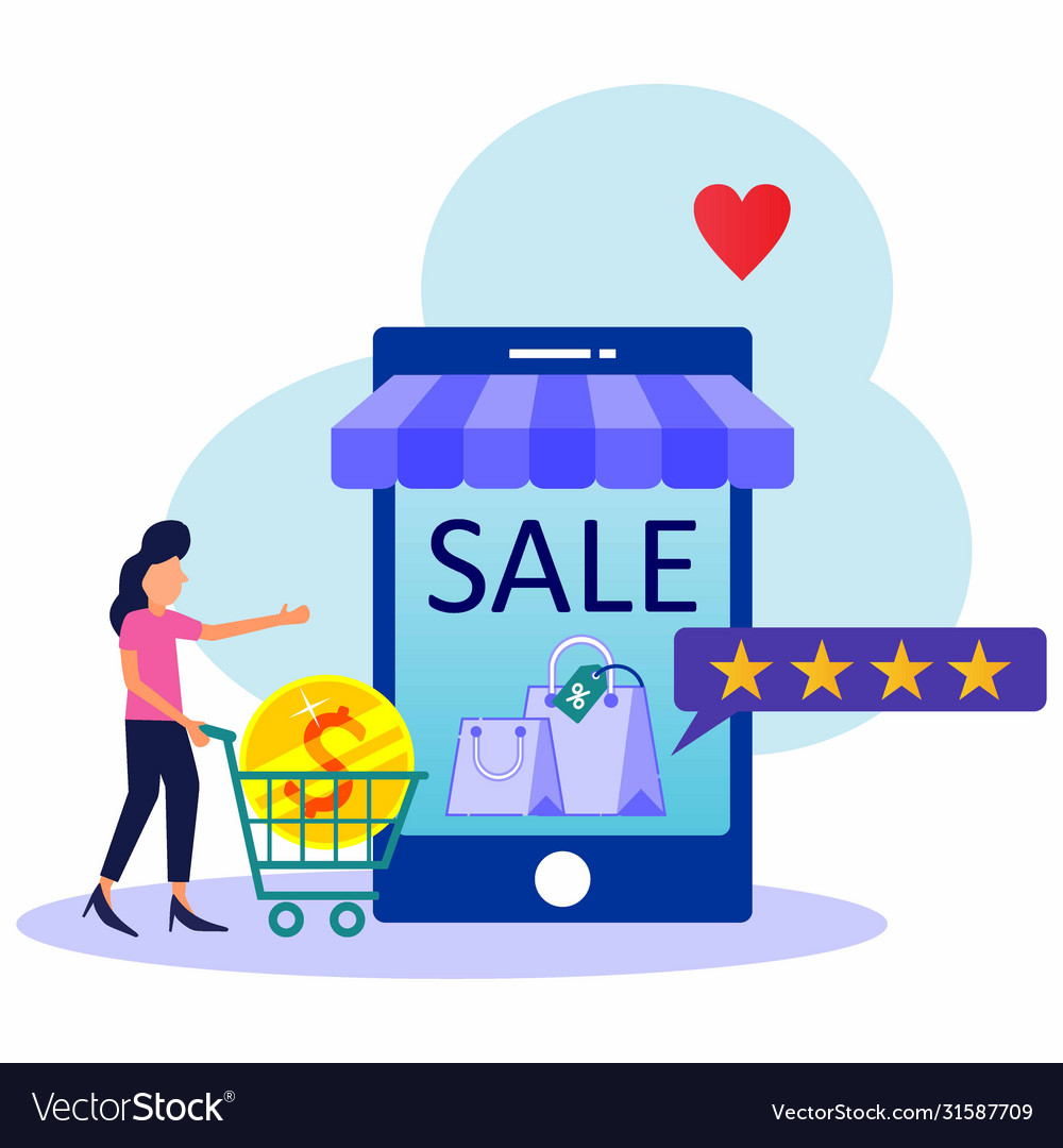 Flat style online shop star bewertung erhalten vector image Flat style online shop star bewertung erhalten