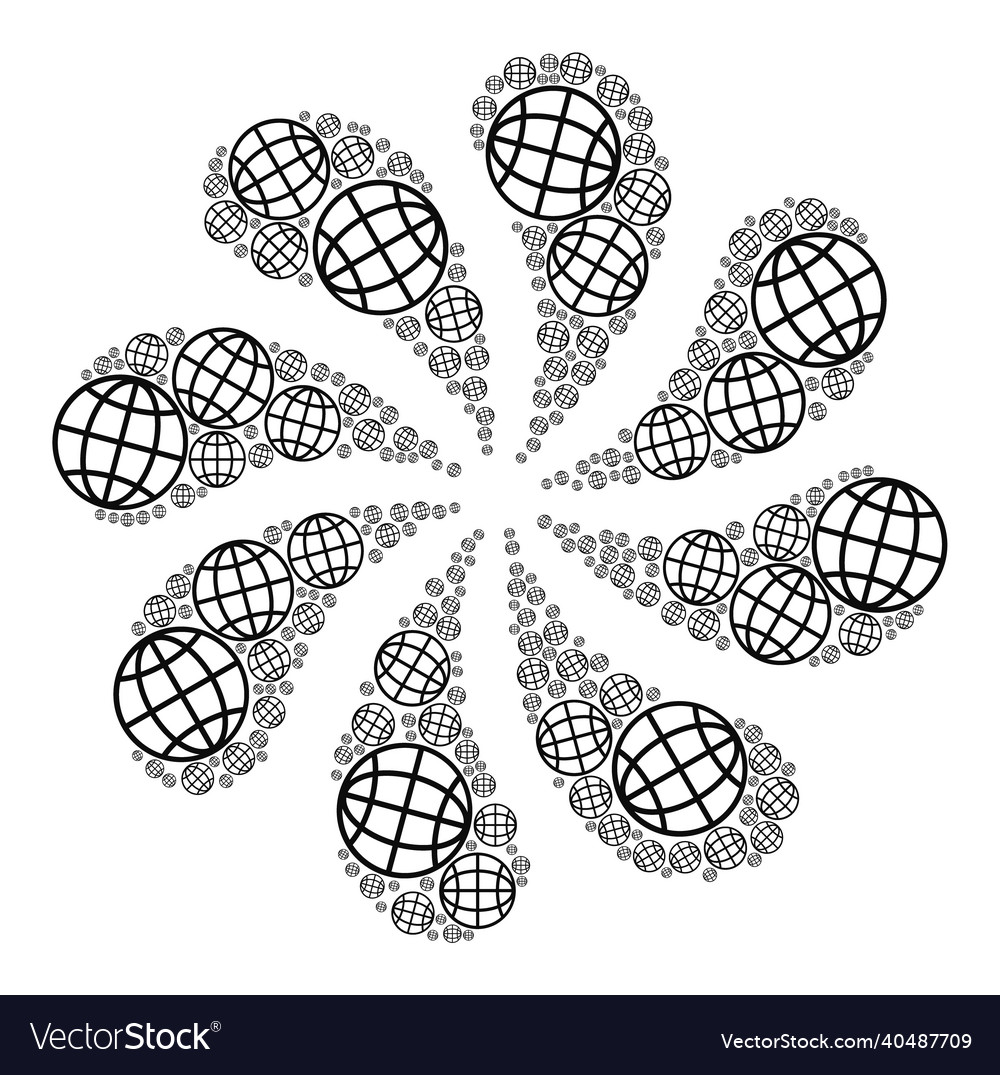 Globe icon curl fireworks vector image Globe icon curl fireworks