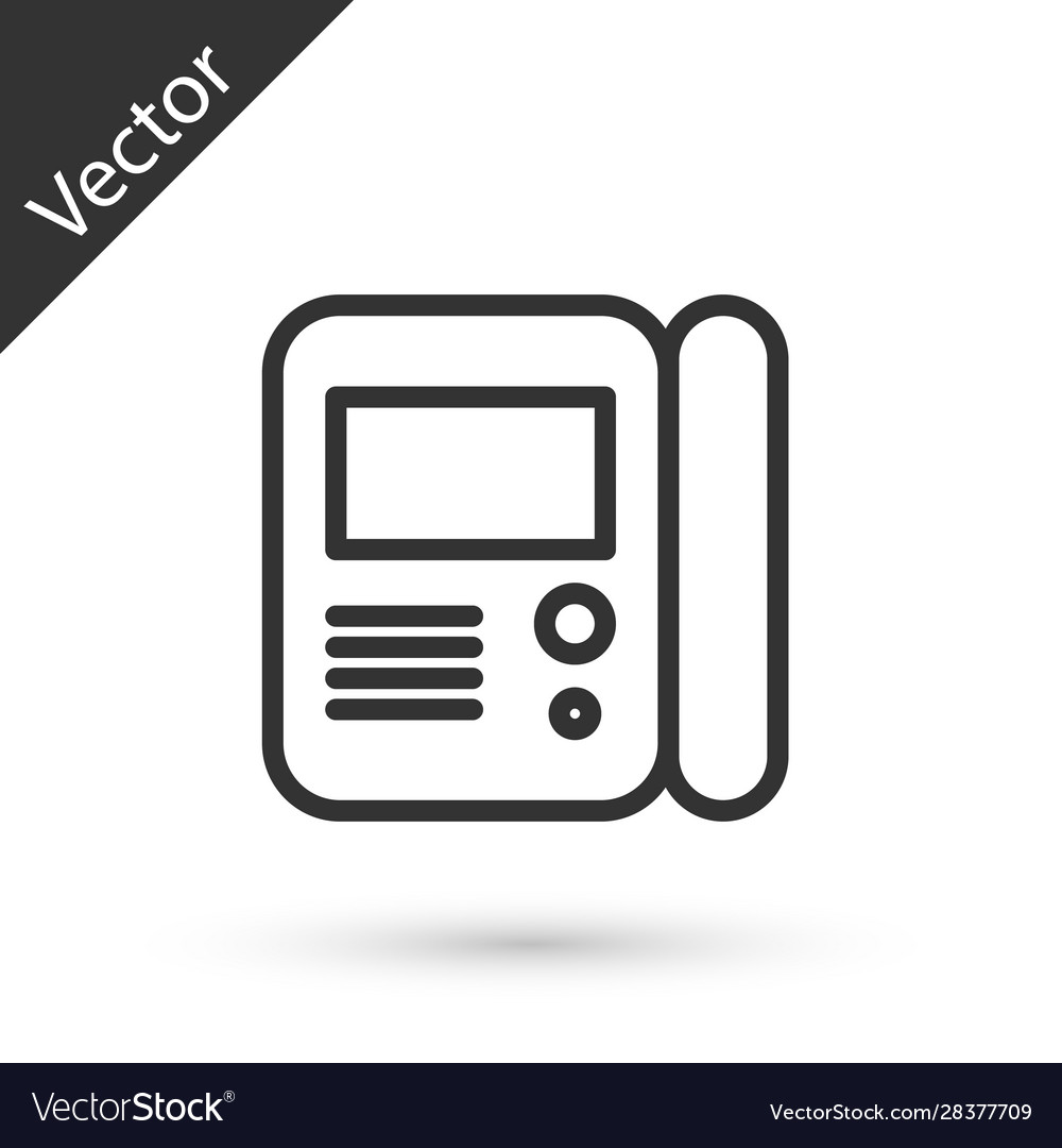 Grey line house intercom system icon isolated vector image Grey line house intercom system icon isolated