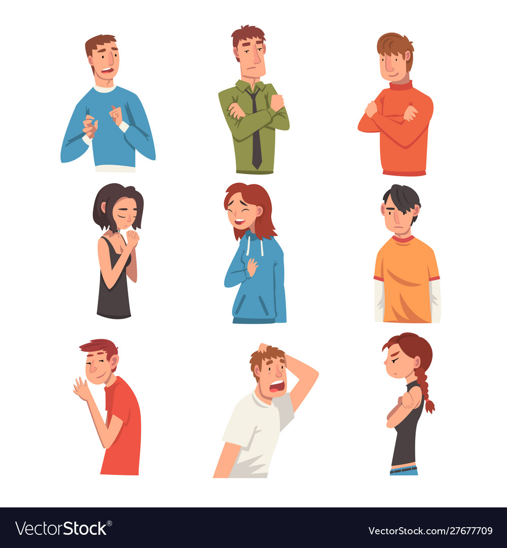 Men and women with different expressions set male Vector Image