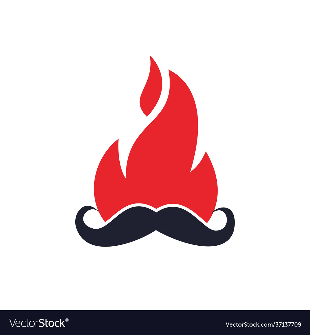 Moustache fire logo design template Vector Image Moustache fire logo design template
