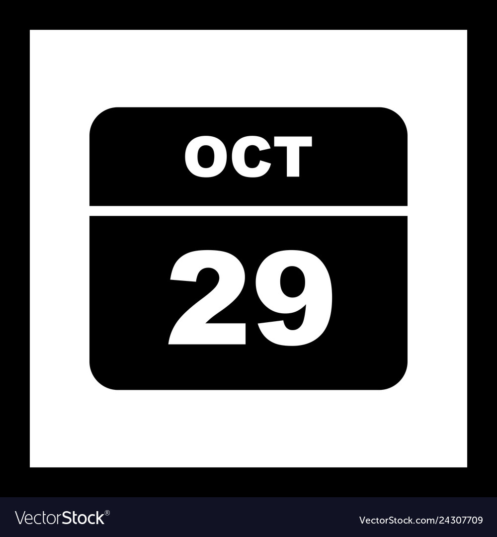 October 29th date on a single day calendar