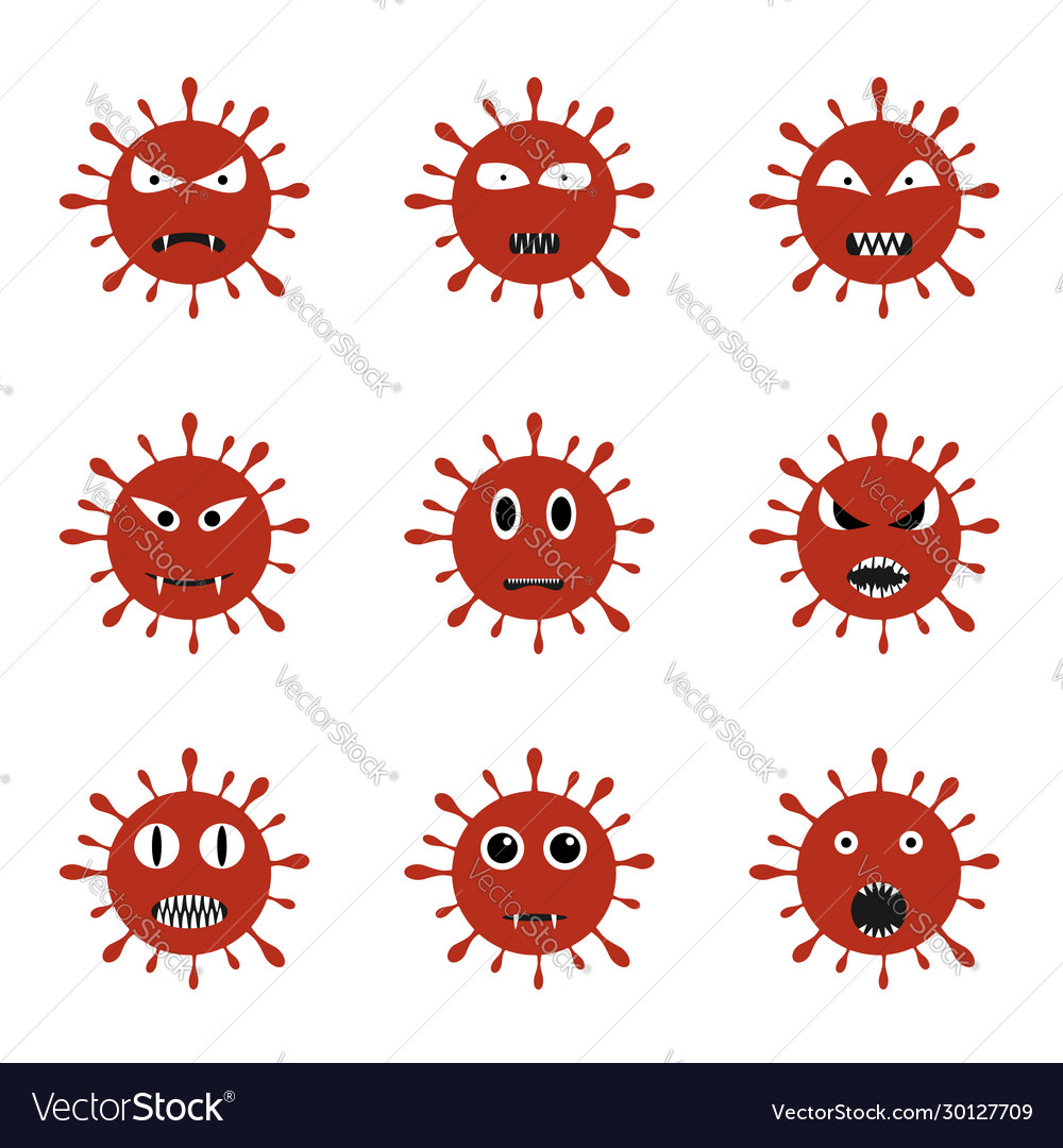 Red coronavirus monster set