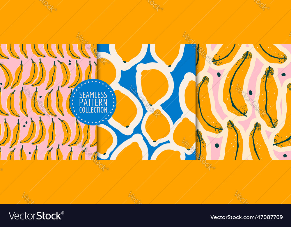 Set with seamless patterns bananas and lemons