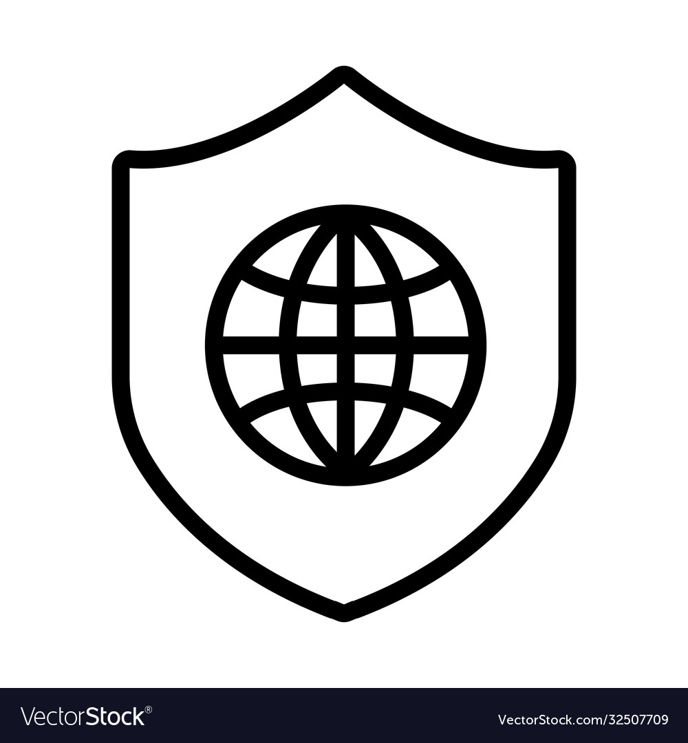 Shield secure with sphere browser line style icon