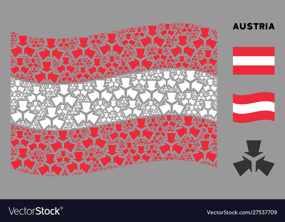 Waving austrian flag pattern shrink arrows vector image Waving austrian flag pattern shrink arrows