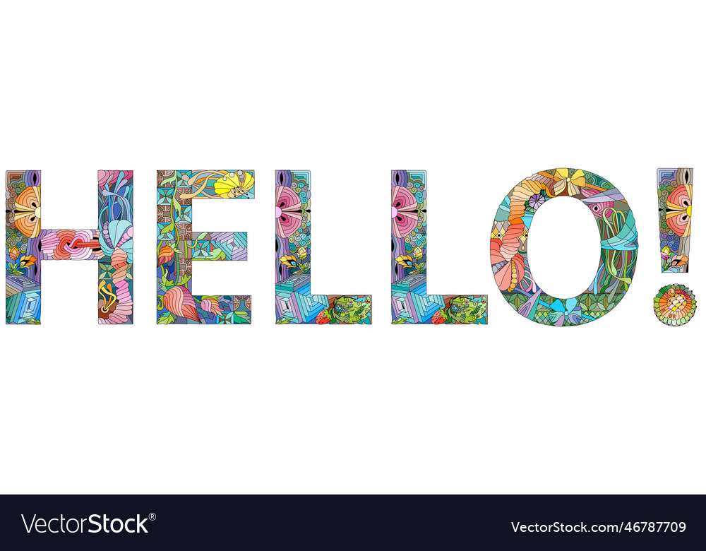Word hello with an exclamation point colorful