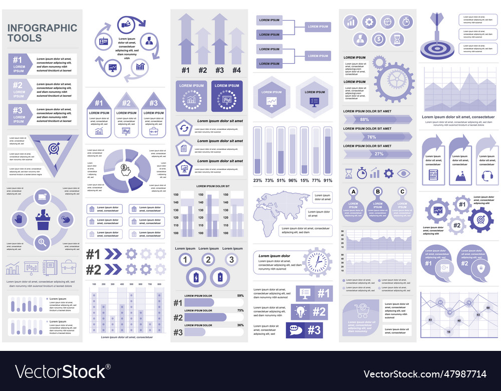 Bundle infographic elements data visualization
