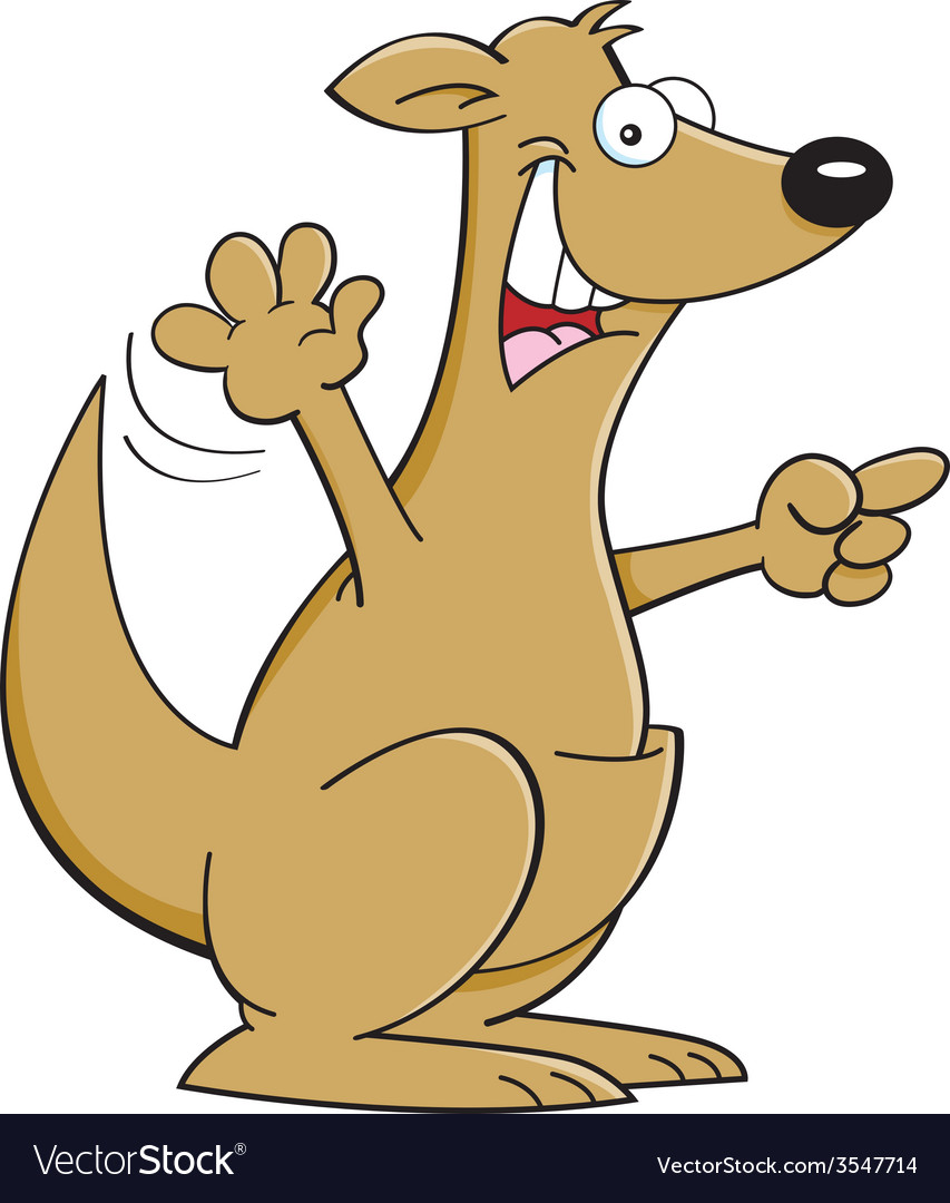 Cartoon kangaroo pointing