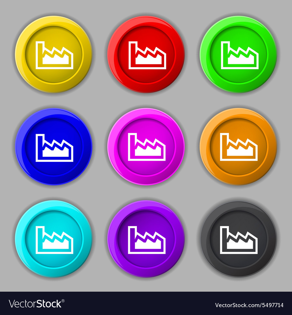 Chart icon sign symbol on nine round colourful