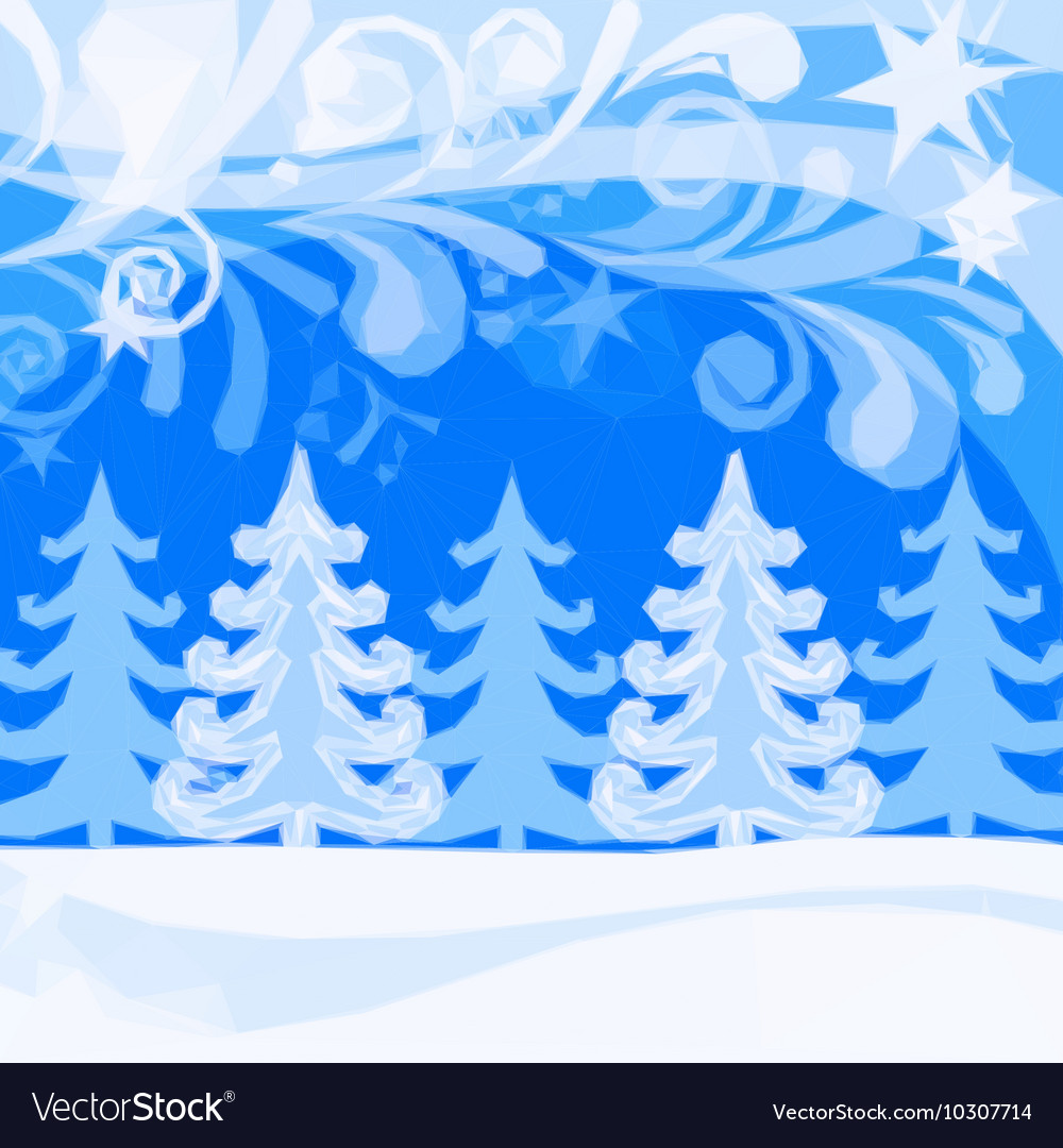 Christmas low poly background winter forest