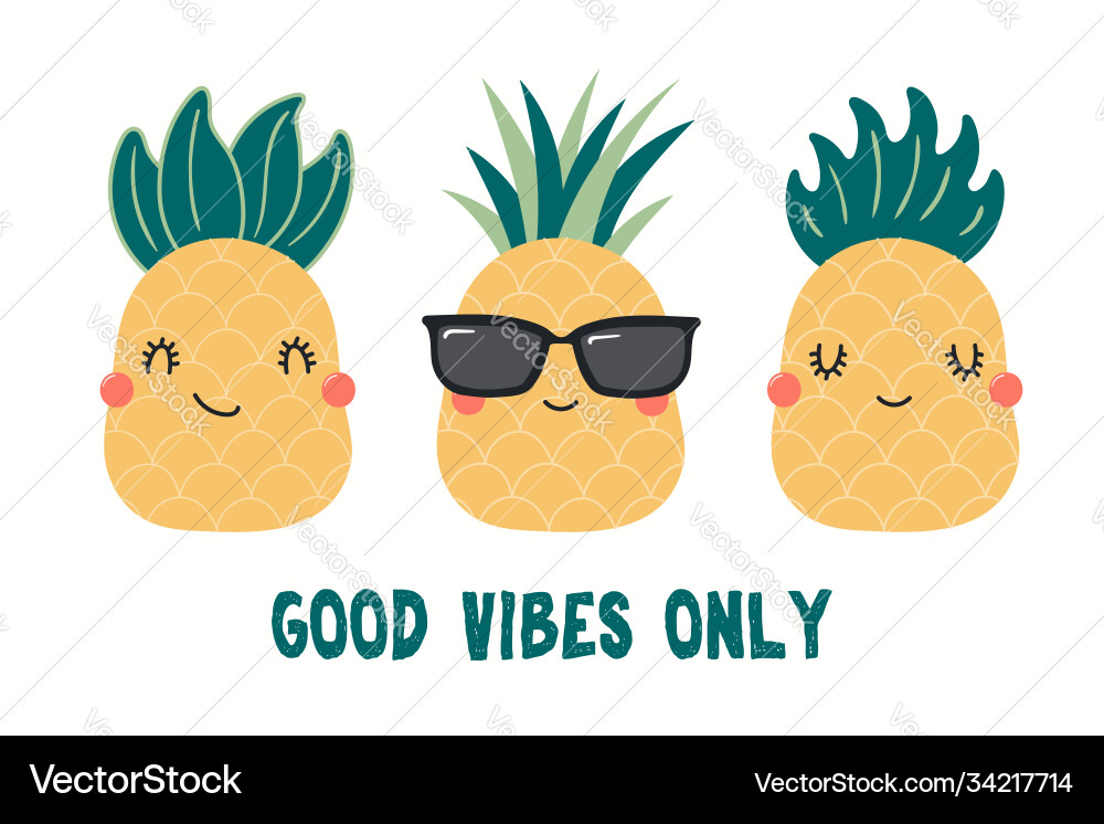 Cute pineapples set Royalty Free Vector Image - VectorStock